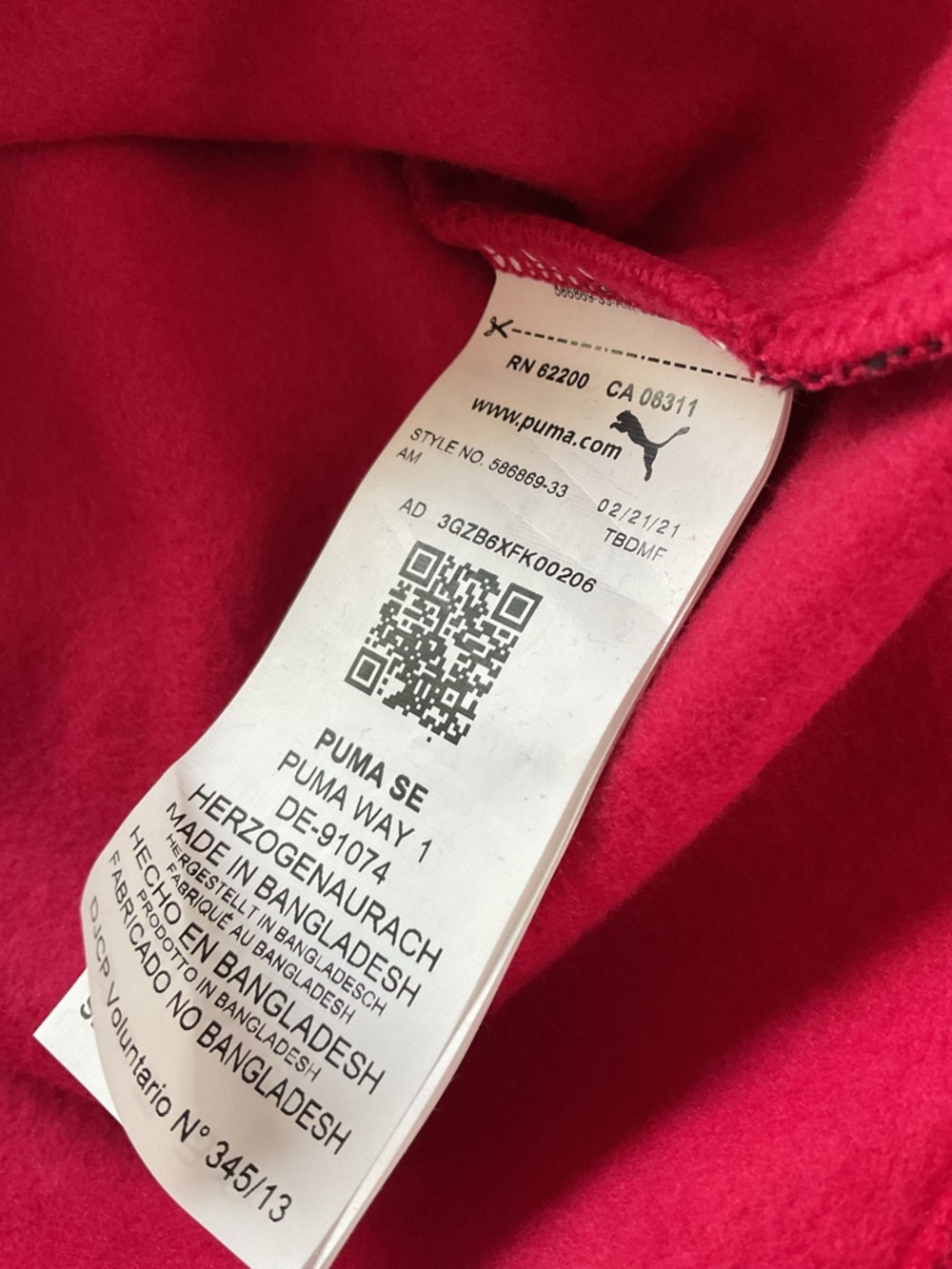 Puma Cropped Hoodie Red Pink Logo Pullover Sweatshirt Women’s L NWT - Picture 8 of 10